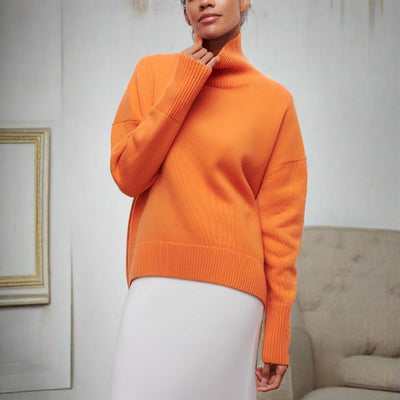 Damen Rollkragenpullover – Eleganter Oversized Strickpullover in Hellblau – Weicher Grobstrick mit Modernem Design