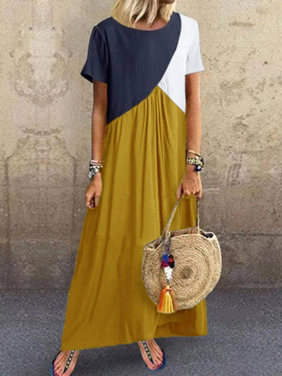 Cielara | Verspielt maxikleid mit Farbblockdesign