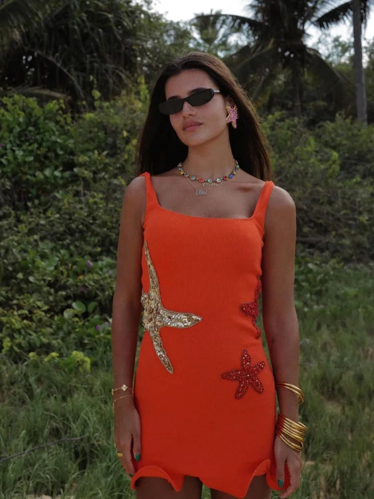 Stellara™ – Glitzerndes Rückenfreies Minikleid mit Stern-Pailletten