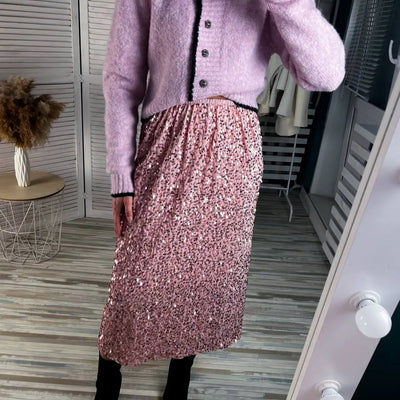 Damen Eleganter Midi-Rock mit Glitzerpailletten