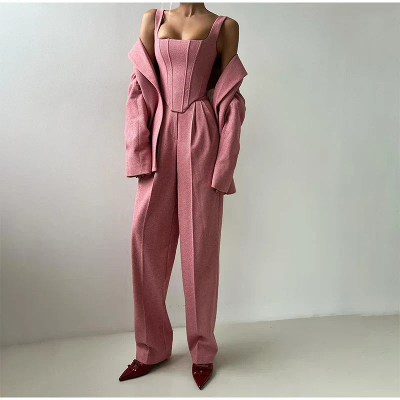 Eleganter Hosenanzug | Korsett-Top & Blazer | Zeitlose Raffinesse