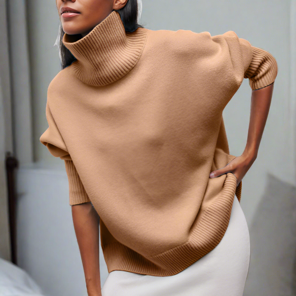 Damen Rollkragenpullover – Eleganter Oversized Strickpullover in Hellblau – Weicher Grobstrick mit Modernem Design