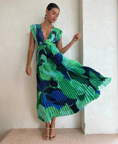 Aurielle | Elegantes Maxikleid mit tiefem V-Ausschnitt