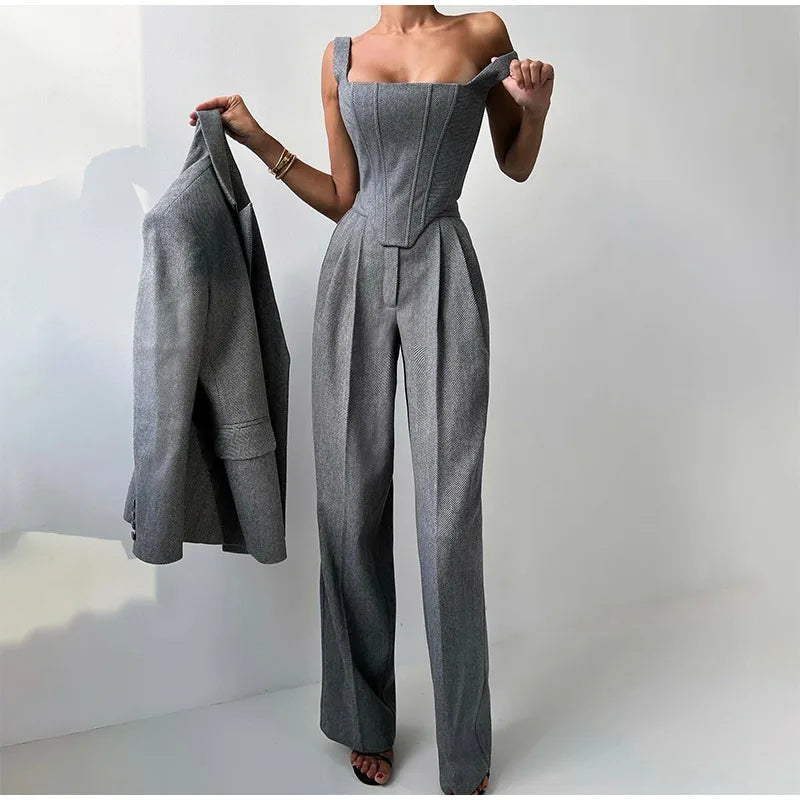 Eleganter Hosenanzug | Korsett-Top & Blazer | Zeitlose Raffinesse