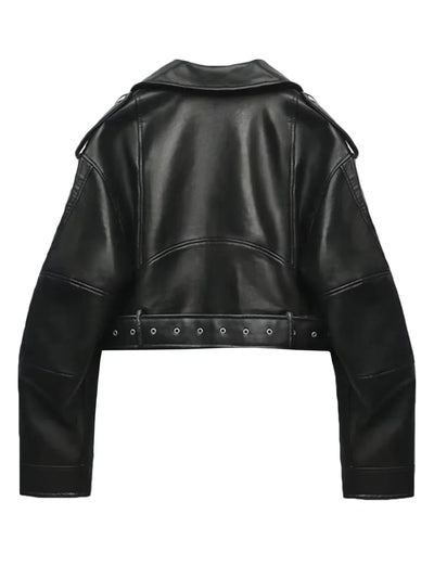 Bikerjacke Damen Kurz | Asymmetrischer Reißverschluss und Brusttaschen