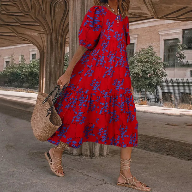 Blumiges Midikleid mit Volants | Luftig & Feminin | Ideal für den Sommer