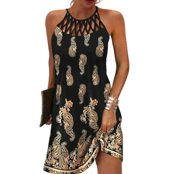 Strandkleid mit Ethnomuster | Neckholder | Luftiger Schnitt