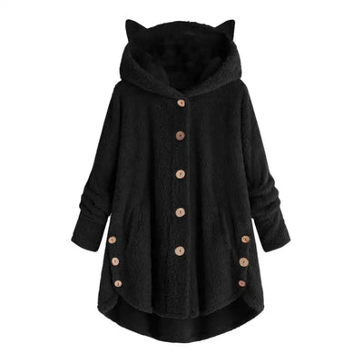 Stilvoller Hoodie mit Sherpa-Stil-Kapuze und katzenähnlichen Ohren für Damen | Ideal für den Winter