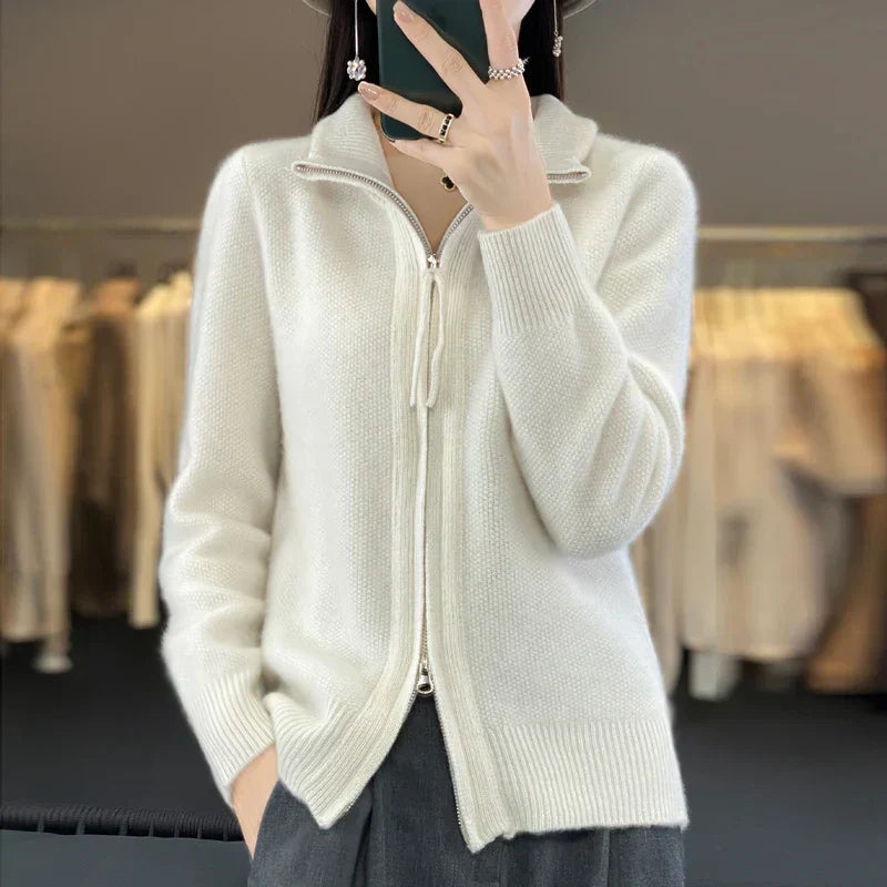 Strickjacke mit Doppelreißverschluss | Minimalistischer Stil & Elegante Details