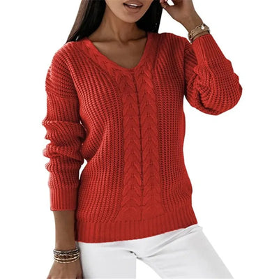 Strickpullover mit Zopfmuster | V-Ausschnitt | Bequeme Passform