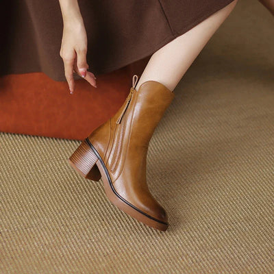 Elegante Damenstiefel mit Blockabsatz und Reißverschluss-Akzent