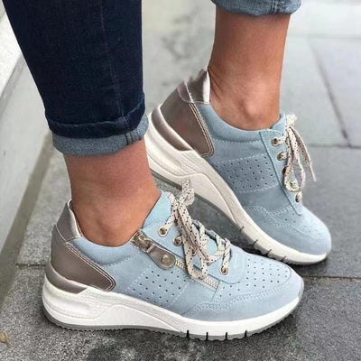 Antje | Sport Orthopädische Schuhe | Plateau-Sneakers mit Schnürung | Bequeme perforierte Wanderschuhe