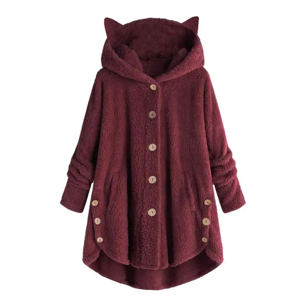 Stilvoller Hoodie mit Sherpa-Stil-Kapuze und katzenähnlichen Ohren für Damen | Ideal für den Winter