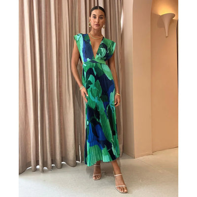 Aurielle | Elegantes Maxikleid mit tiefem V-Ausschnitt