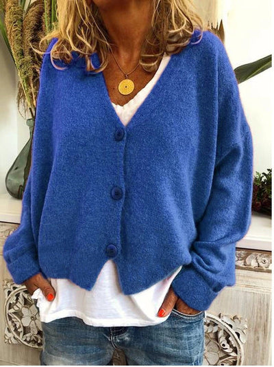 Strickjacke Damen V-Ausschnitt Weich | Locker Übergangszeit