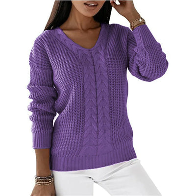 Strickpullover mit Zopfmuster | V-Ausschnitt | Bequeme Passform