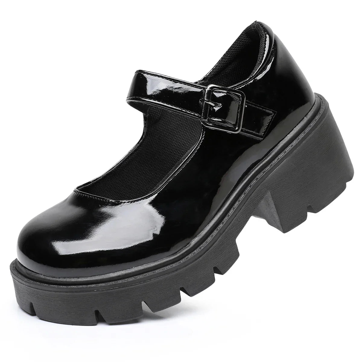 Damen Dirndl Schuhe | Schnallenriemen Mit Breiter Sohle