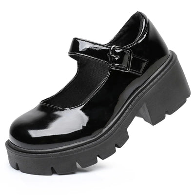 Damen Dirndl Schuhe | Schnallenriemen Mit Breiter Sohle