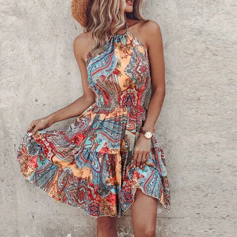 Tanya - Schickes Sommer Boho Neckholder Maxikleid