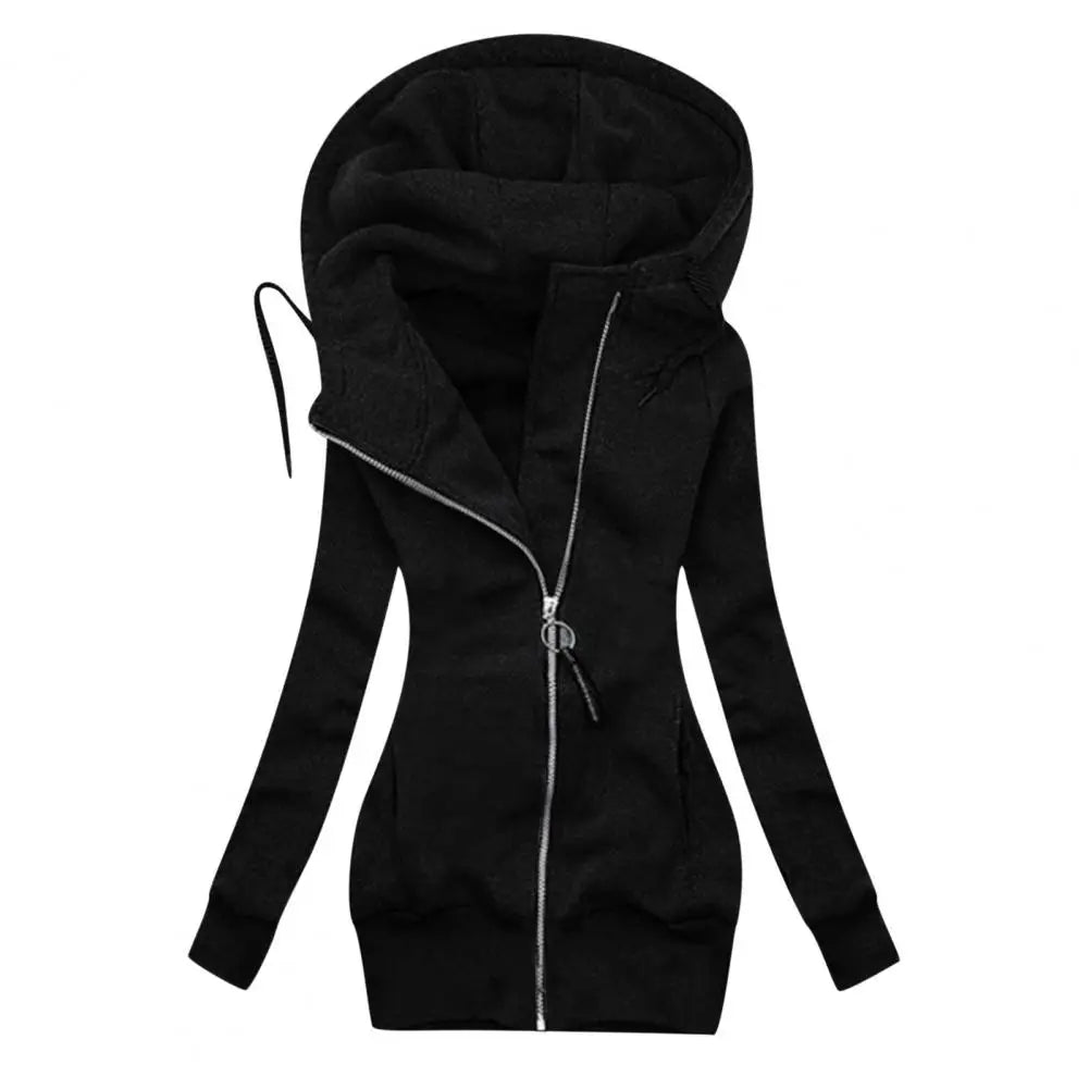 Damen-Kapuzenjacke | Asymmetrischer Reißverschluss | Figurbetonte Passform