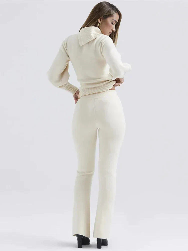 Strick-Set mit asymmetrischem Kragen | Eleganz & Komfort | Schmeichelnde Passform
