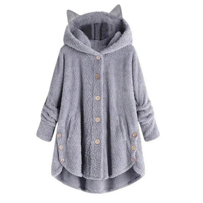 Stilvoller Hoodie mit Sherpa-Stil-Kapuze und katzenähnlichen Ohren für Damen | Ideal für den Winter