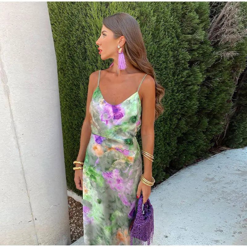 Anisten™ | Damenlanges Kleid mit Halo-Dye Druck Sommer Boho
