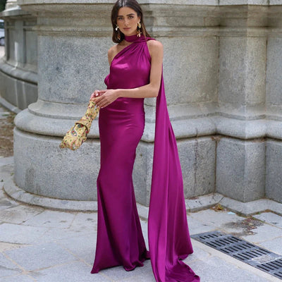 Lucila - Hals Halfter Maxikleid