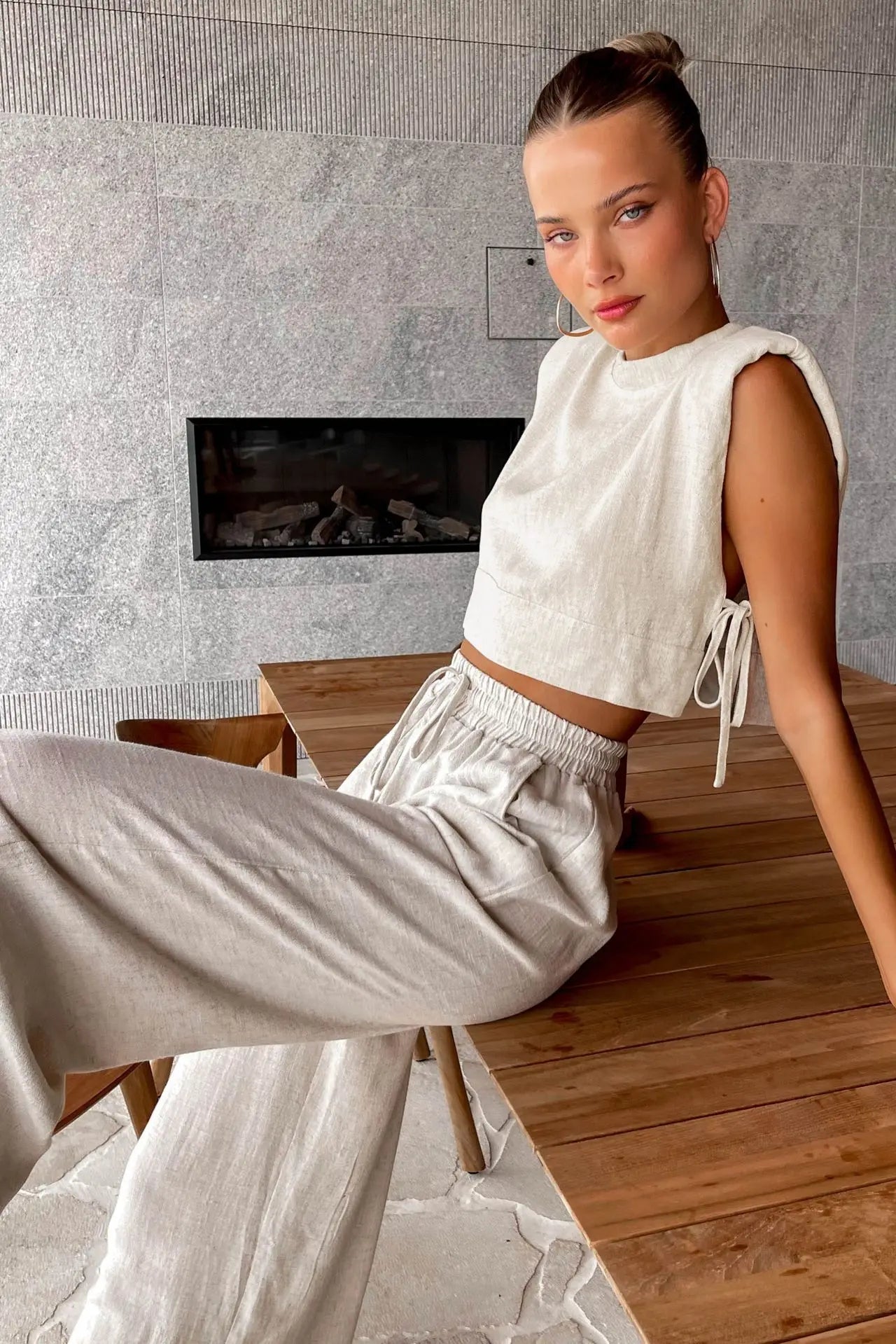 Damen Leinen Set – Lockerer Schnitt – Lässiger Sommerlook