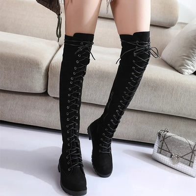 Damen Stilvoll Overknee-Stiefel | Schnüren