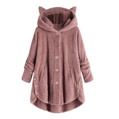 Stilvoller Hoodie mit Sherpa-Stil-Kapuze und katzenähnlichen Ohren für Damen | Ideal für den Winter