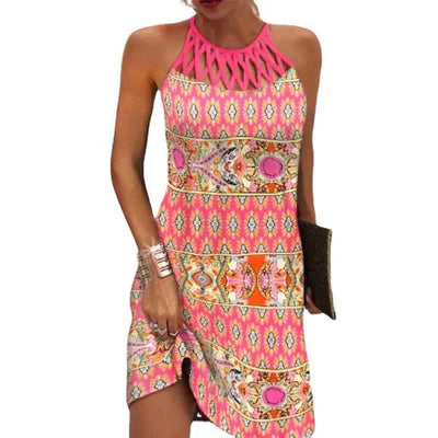 Strandkleid mit Ethnomuster | Neckholder | Luftiger Schnitt