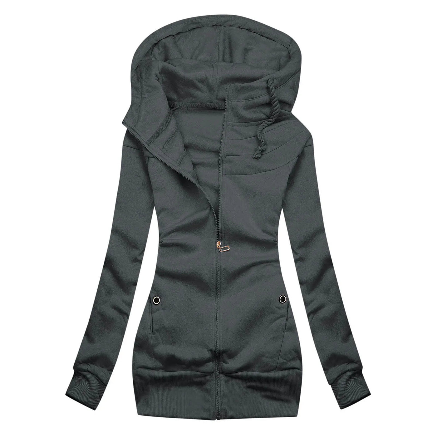 Damen-Kapuzenjacke | Asymmetrischer Reißverschluss | Figurbetonte Passform