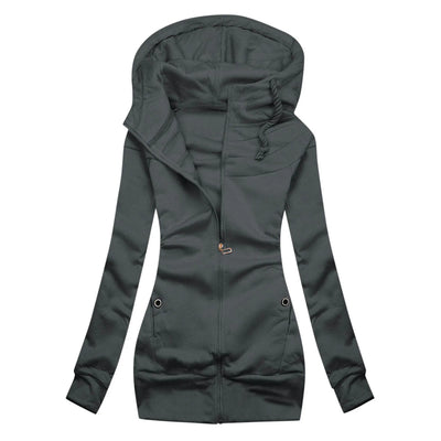 Damen-Kapuzenjacke | Asymmetrischer Reißverschluss | Figurbetonte Passform