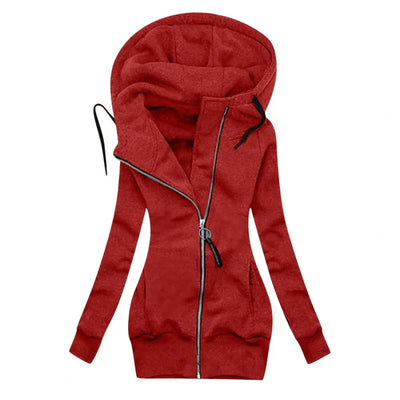 Damen-Kapuzenjacke | Asymmetrischer Reißverschluss | Figurbetonte Passform