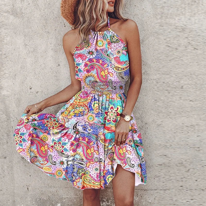 Tanya - Schickes Sommer Boho Neckholder Maxikleid