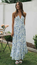 Blau mit Blumen