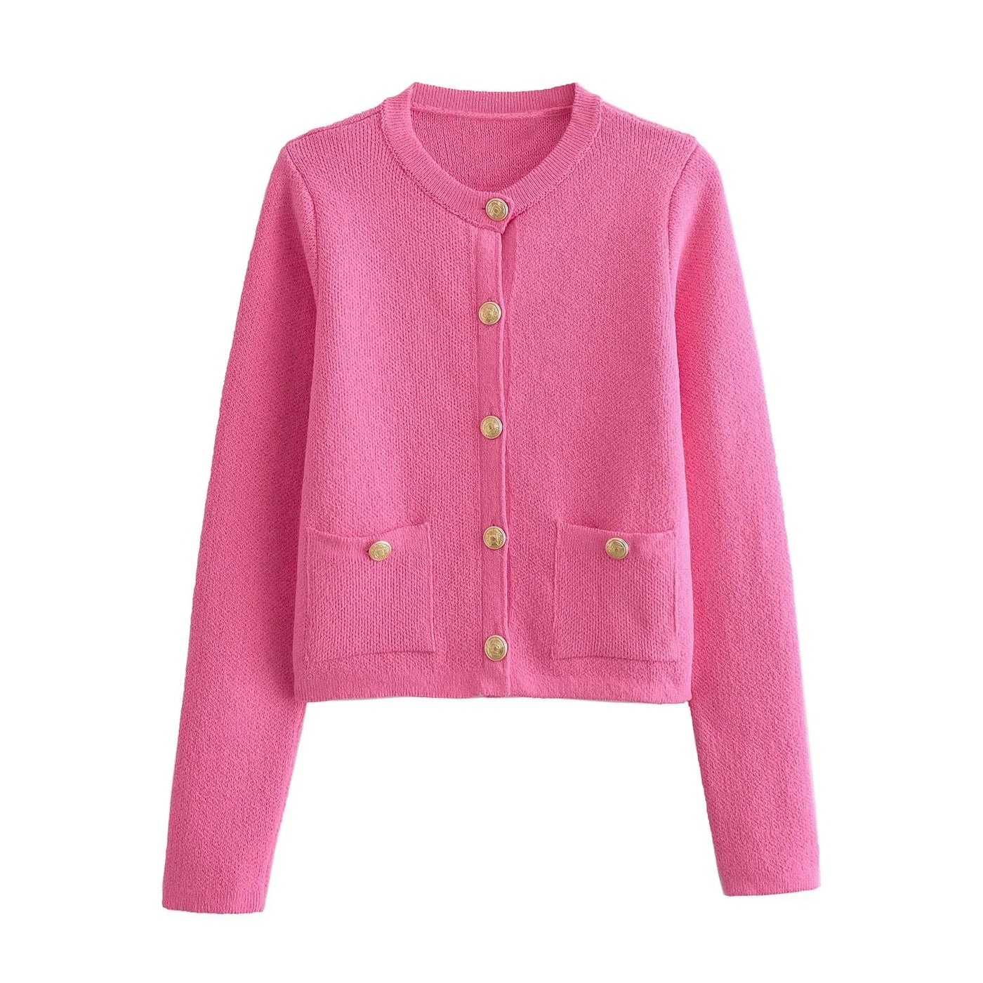 Strickjacke mit Zierknöpfen | Klassischer Rundhalsausschnitt | Eleganter Stil