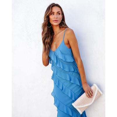 BelleRuffle™ – Elegantes Langes Damenkleid mit Volants