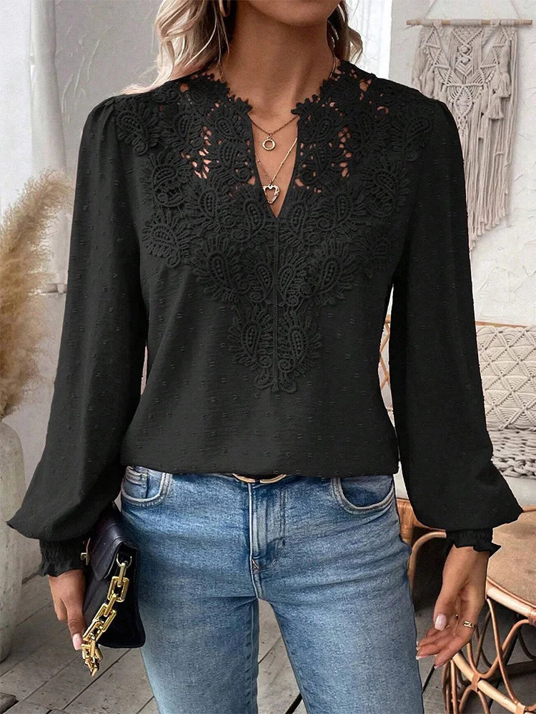 V-Ausschnitt Bluse für Damen – Azelina