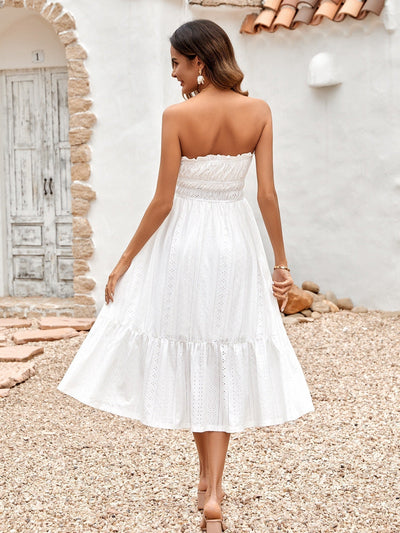 Barbbara - Elegantes Weißes Trägerloses Maxikleid