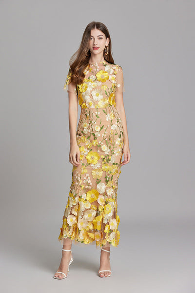Chinny - Bohemian Transparentes Besticktes Kleid