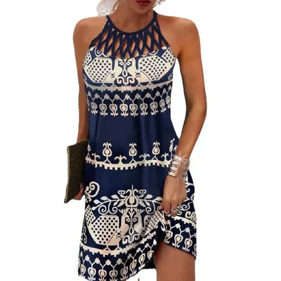 Strandkleid mit Ethnomuster | Neckholder | Luftiger Schnitt