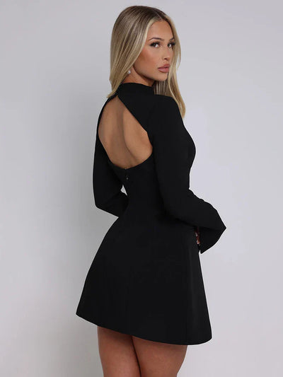 Yasmin® | Rückenfreies Kleid mit langen Ärmeln und ausgestelltem Schnitt
