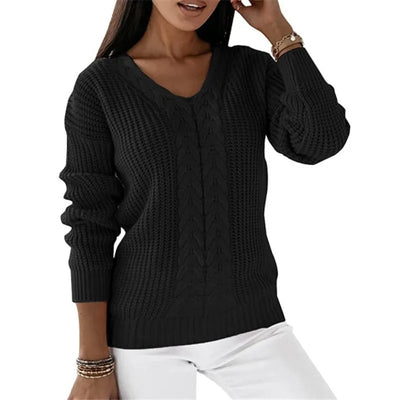 Strickpullover mit Zopfmuster | V-Ausschnitt | Bequeme Passform