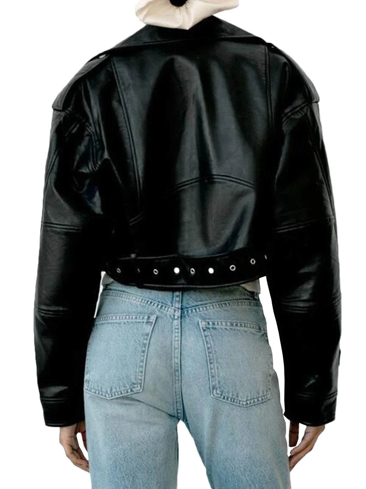 Bikerjacke Damen Kurz | Asymmetrischer Reißverschluss und Brusttaschen