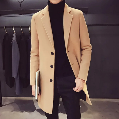 Herren Woll-Mantel Elegante Business Jacke - Büro und Freizeit