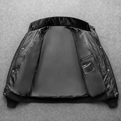 Warme Herren-Lederjacke mit Stehkragen - Gefüttert und Modern