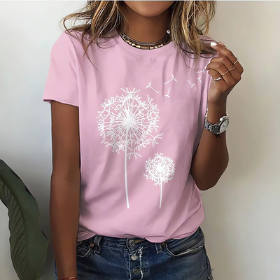 T-Shirt mit Pusteblumen-Print | Rundhals | Lässiger Schnitt