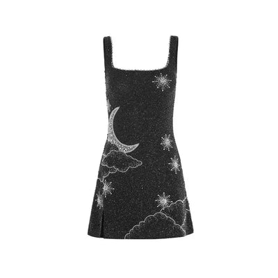 Torri - Celestial Sparkle Minikleid Partykleid mit Mond- und Sternenverzierung